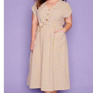 NWT Little Party Dress "Georgie" Yellow and Lilac Gingham Cotton sz 12 Dress